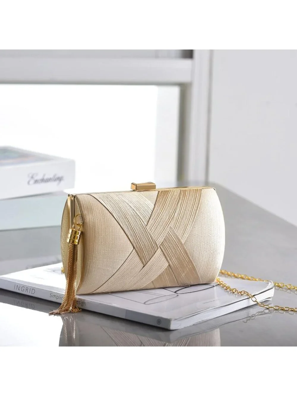 👜 Women's Gold Tassel Evening Clutch bag Crossbody Night out Clutch Purses
